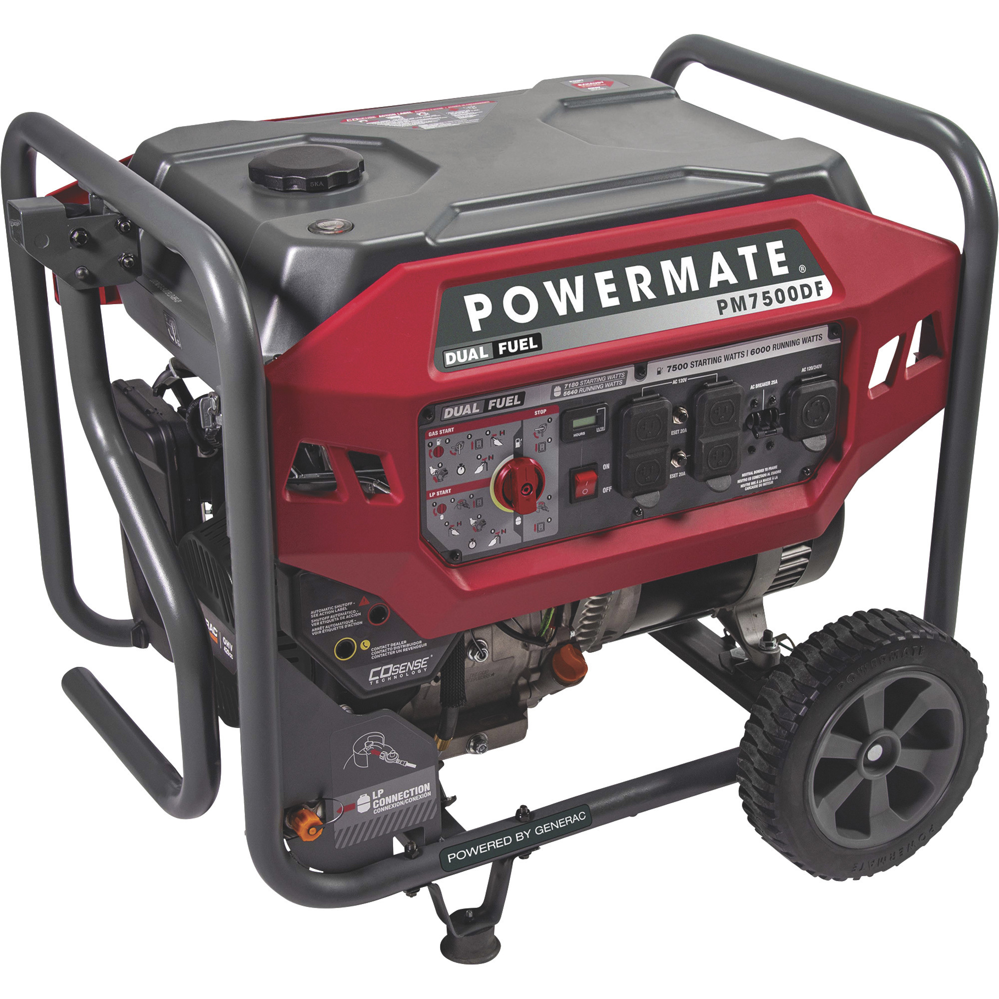Powermate Dual Fuel Generator — 7500 Surge Watts, 6000 Rated Watts
